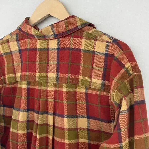 TIMBERLAND Shirt Mens XS Heavy Brushed Flannel Plaid Lumberjack Button Up Red - Picture 6 of 16